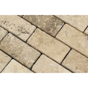 2 x 4 Tumbled Philadelphia Travertine Brick Mosaic Tile - Tilephile