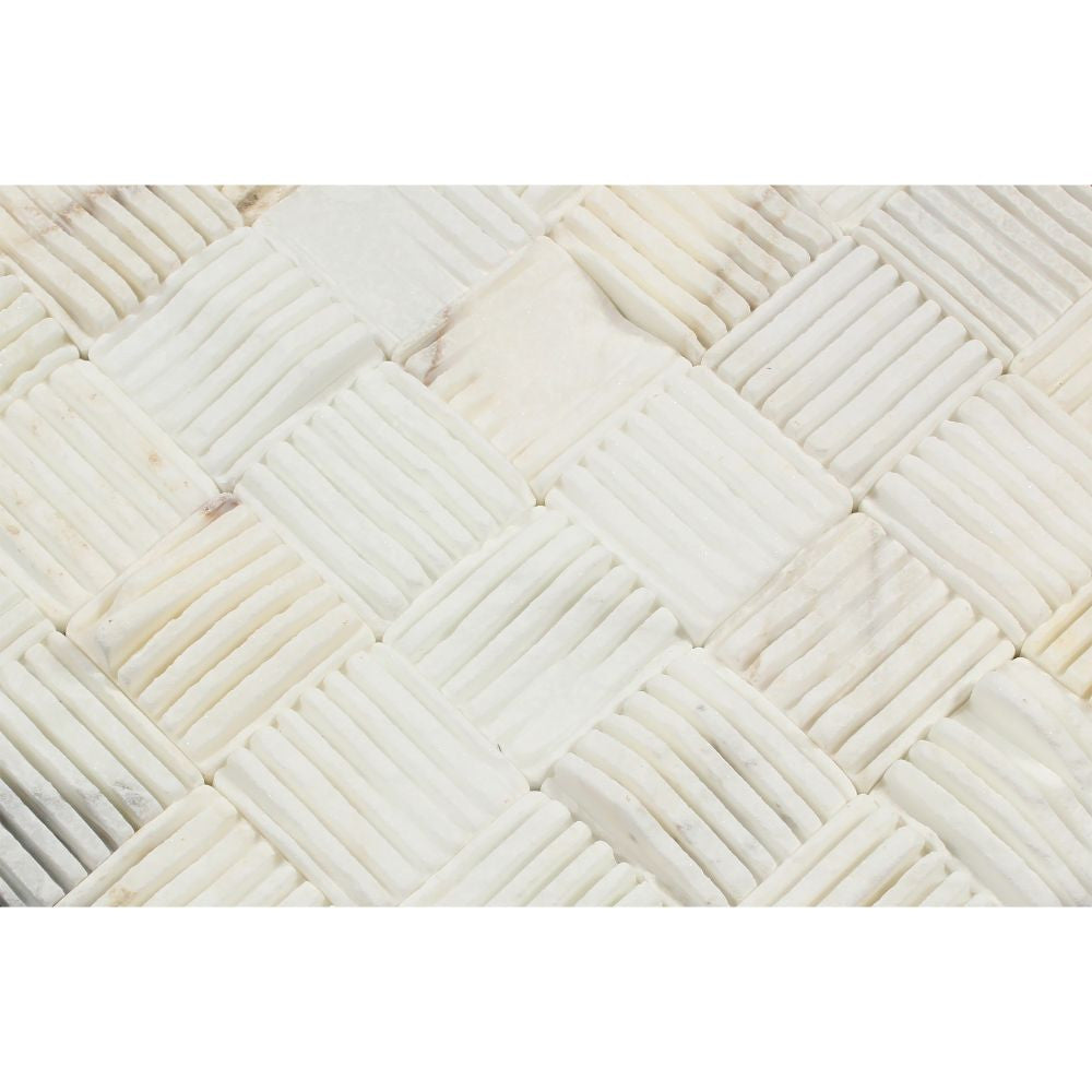 2x2 Split-faced Calacatta Gold Marble Split Mosaic Tile - Tilephile