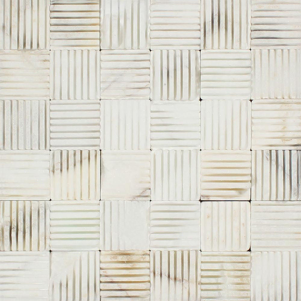 2x2 Split-faced Calacatta Gold Marble Split Mosaic Tile - Tilephile