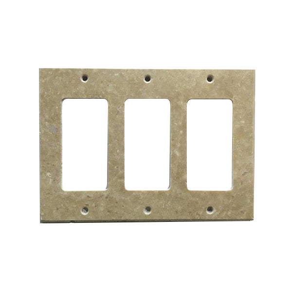 Light Walnut Travertine 3 Rocker Switch Plate Cover - Travertine Wall Plate