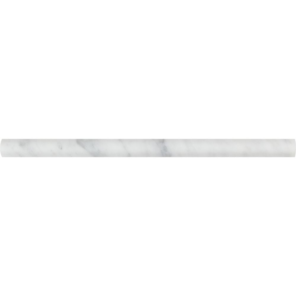 3/4 x 12 Polished Bianco Carrara Marble Bullnose Liner Sample - Tilephile