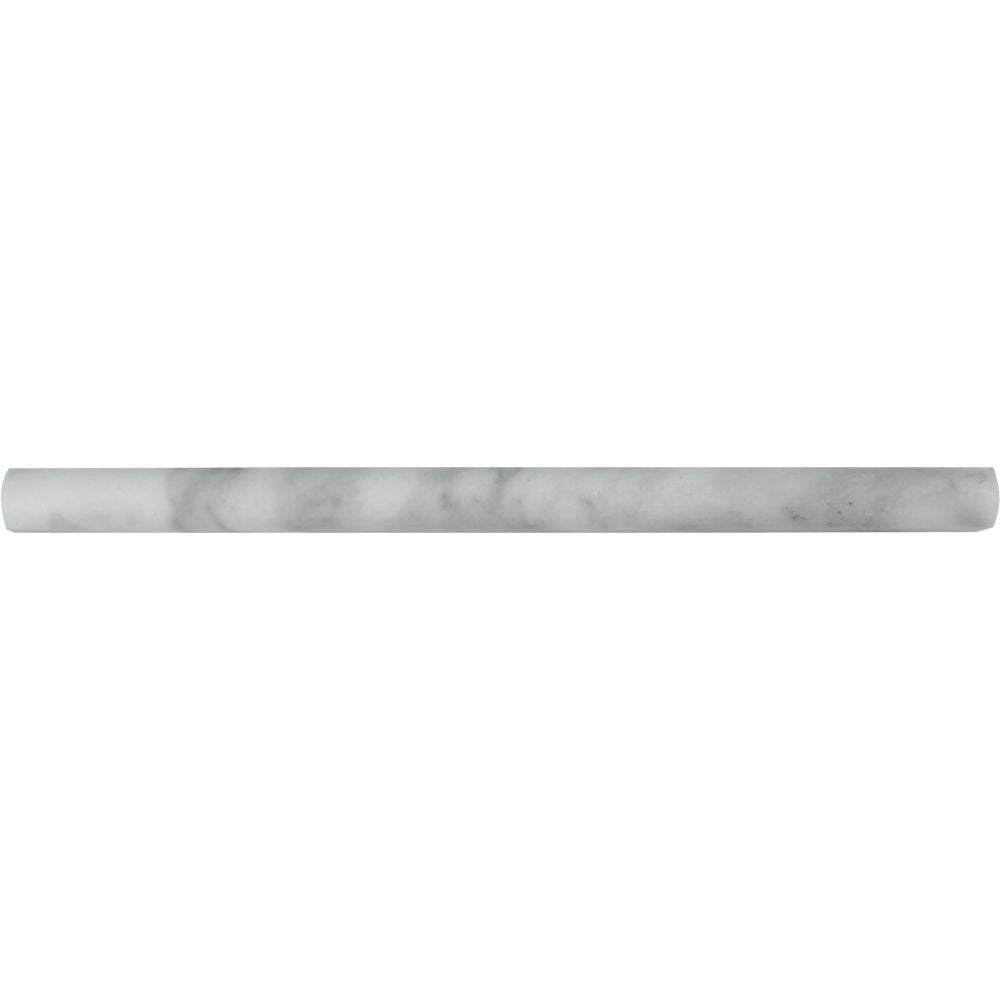 3/4 x 12 Polished Bianco Mare Marble Bullnose Liner Sample - Tilephile