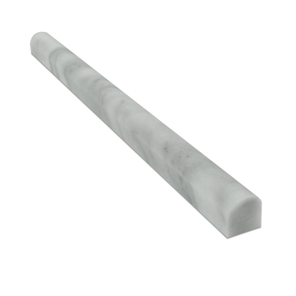 3/4 x 12 Polished Bianco Mare Marble Bullnose Liner - Tilephile