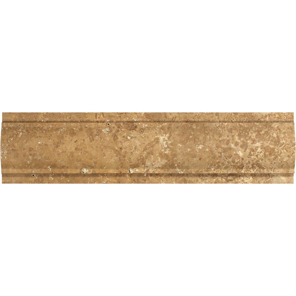 3 x 12 Honed Noce Travertine Arch Molding Sample - Tilephile