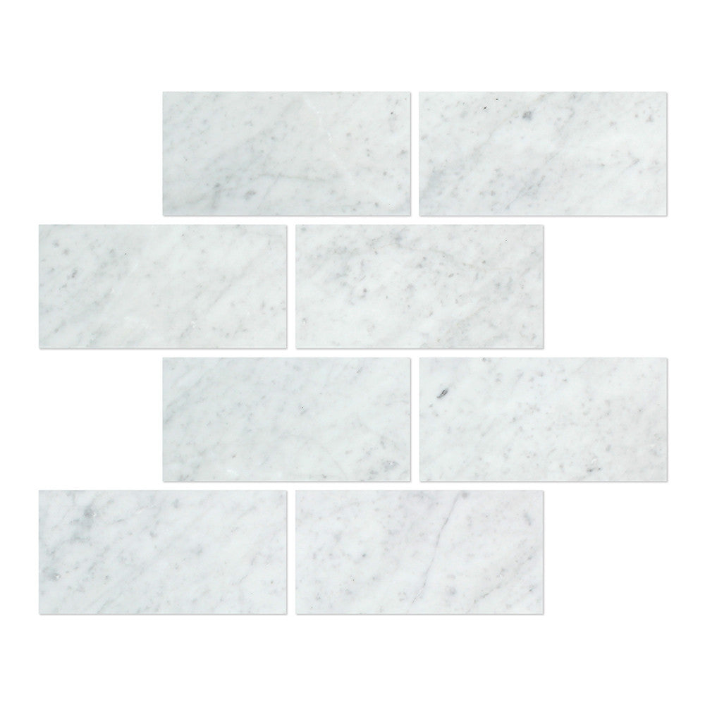 3 x 6 Honed Bianco Carrara Marble Tile - Tilephile
