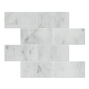 3 x 6 Honed Bianco Mare Marble Tile - Tilephile