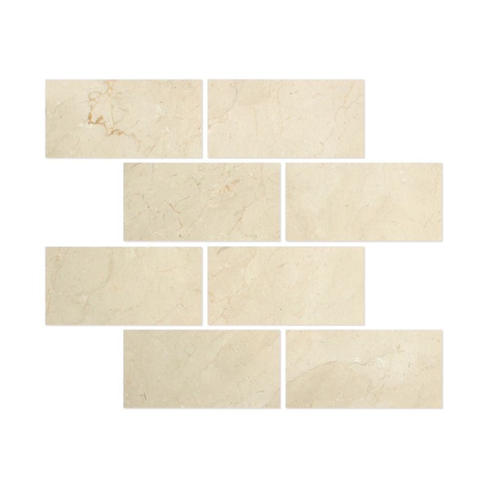 3 x 6 Polished Crema Marfil Marble Tile - Tilephile