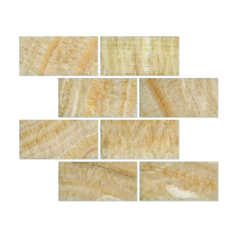 3 x 6 Polished Honey Onyx Tile - Tilephile