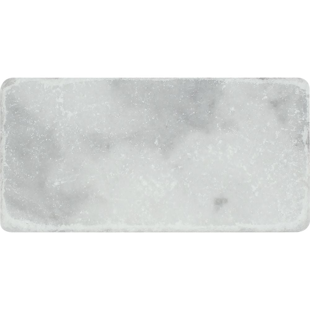 3 x 6 Tumbled Bianco Mare Marble Tile Sample - Tilephile