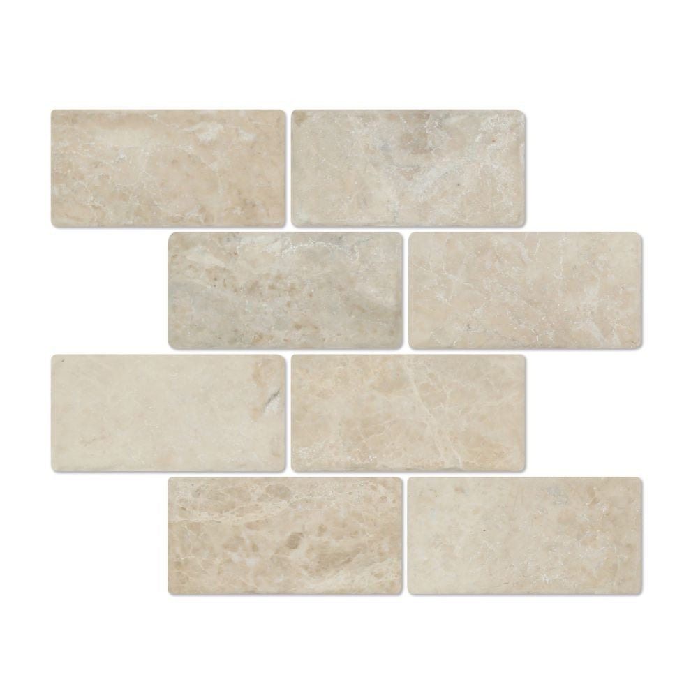 3 x 6 Tumbled Cappuccino Marble Tile - Tilephile