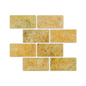 3 x 6 Tumbled Gold Travertine Tile - Tilephile