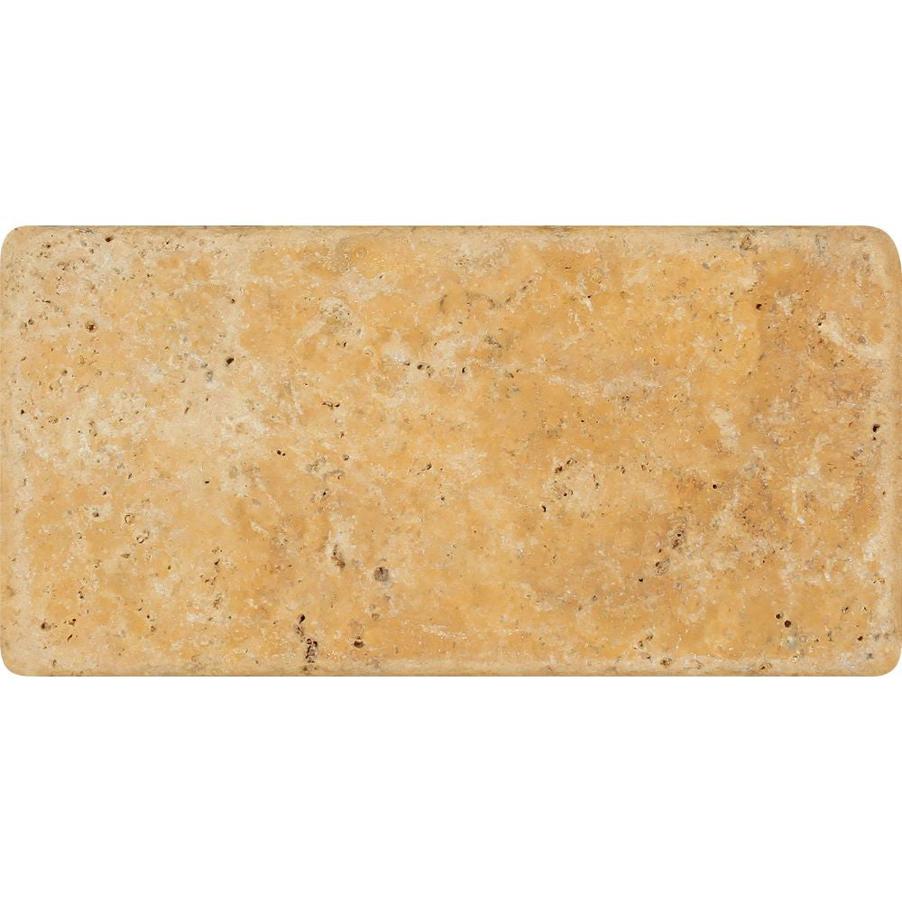 3 x 6 Tumbled Gold Travertine Tile - Tilephile