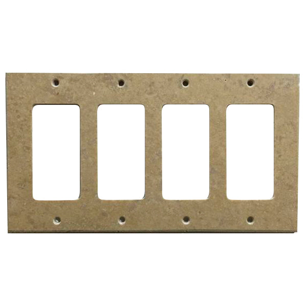 Light Walnut Travertine 4 Rocker Switch Plate Cover - Travertine Wall Plate