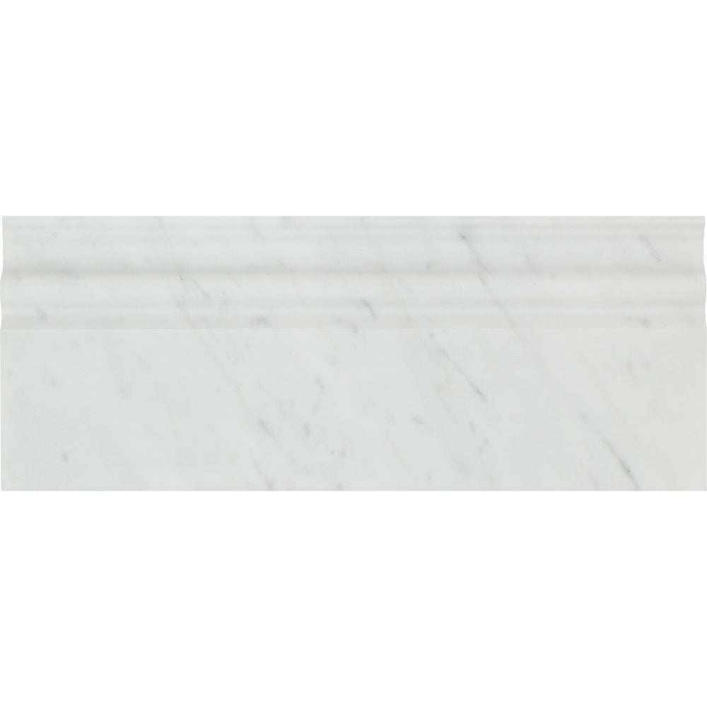 4 3/4 x 12 Honed Bianco Carrara Marble Baseboard Trim - Tilephile