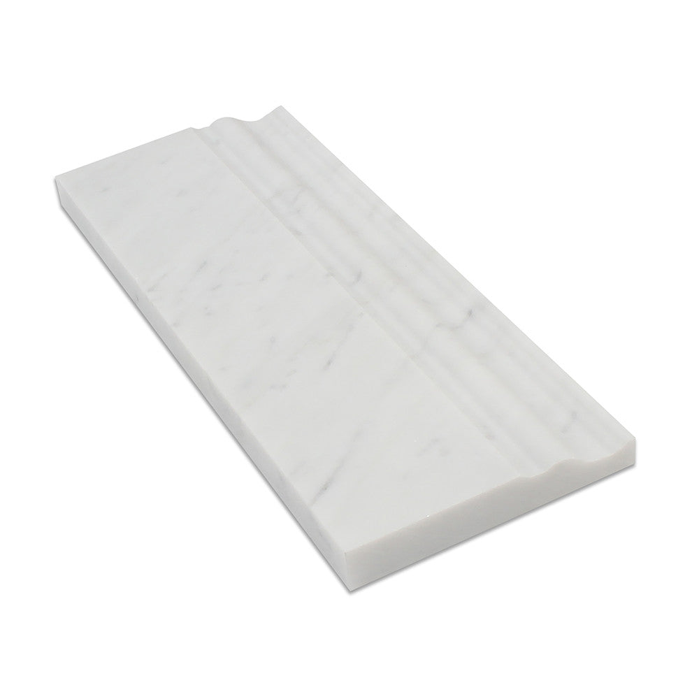 4 3/4 x 12 Honed Bianco Carrara Marble Baseboard Trim - Tilephile