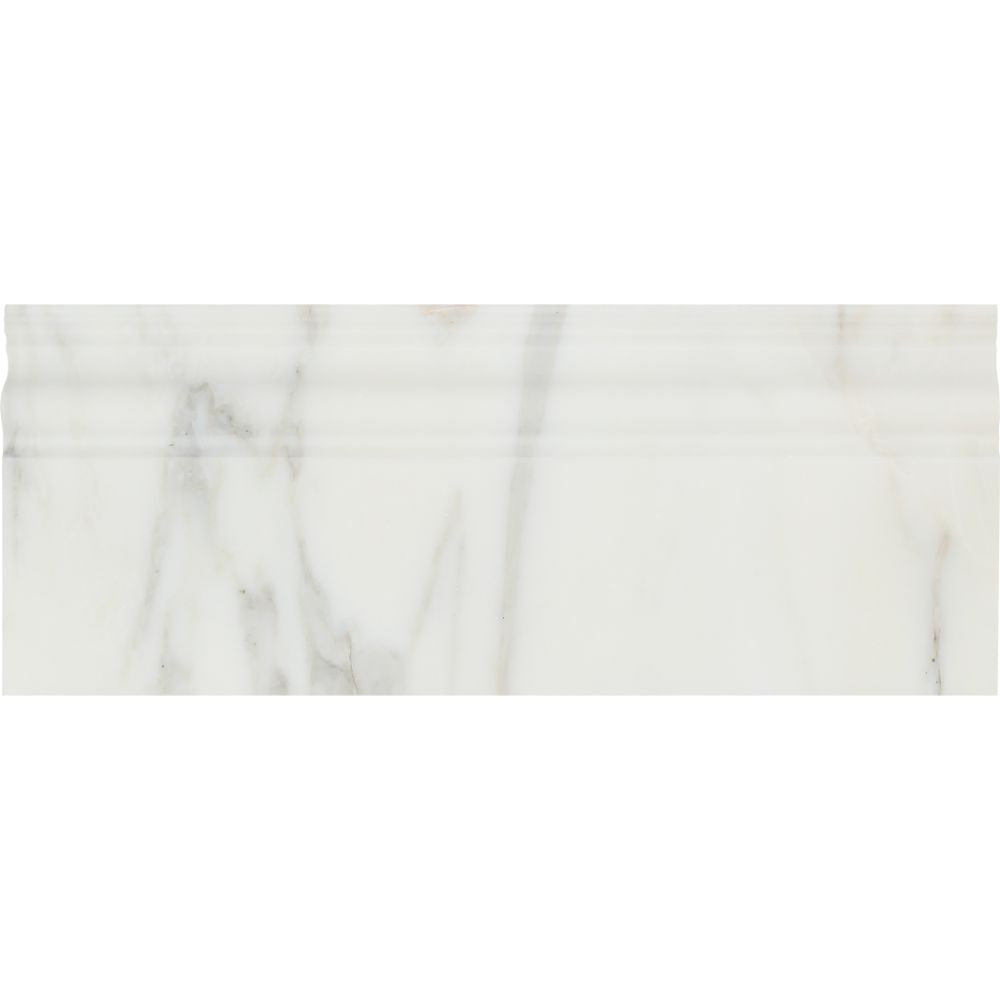 4 3/4 x 12 Honed Calacatta Gold Marble Baseboard Trim - Tilephile