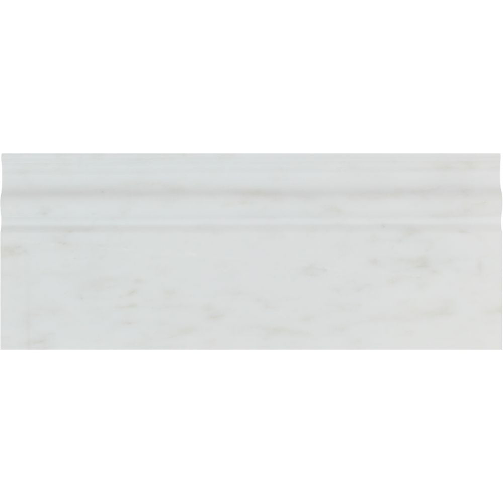 4 3/4 x 12 Honed Oriental White Marble Baseboard Trim Sample - Tilephile