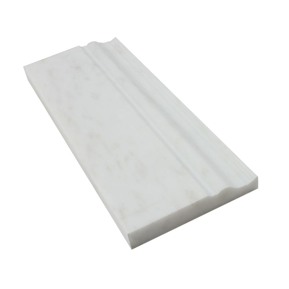 4 3/4 x 12 Honed Oriental White Marble Baseboard Trim - Tilephile