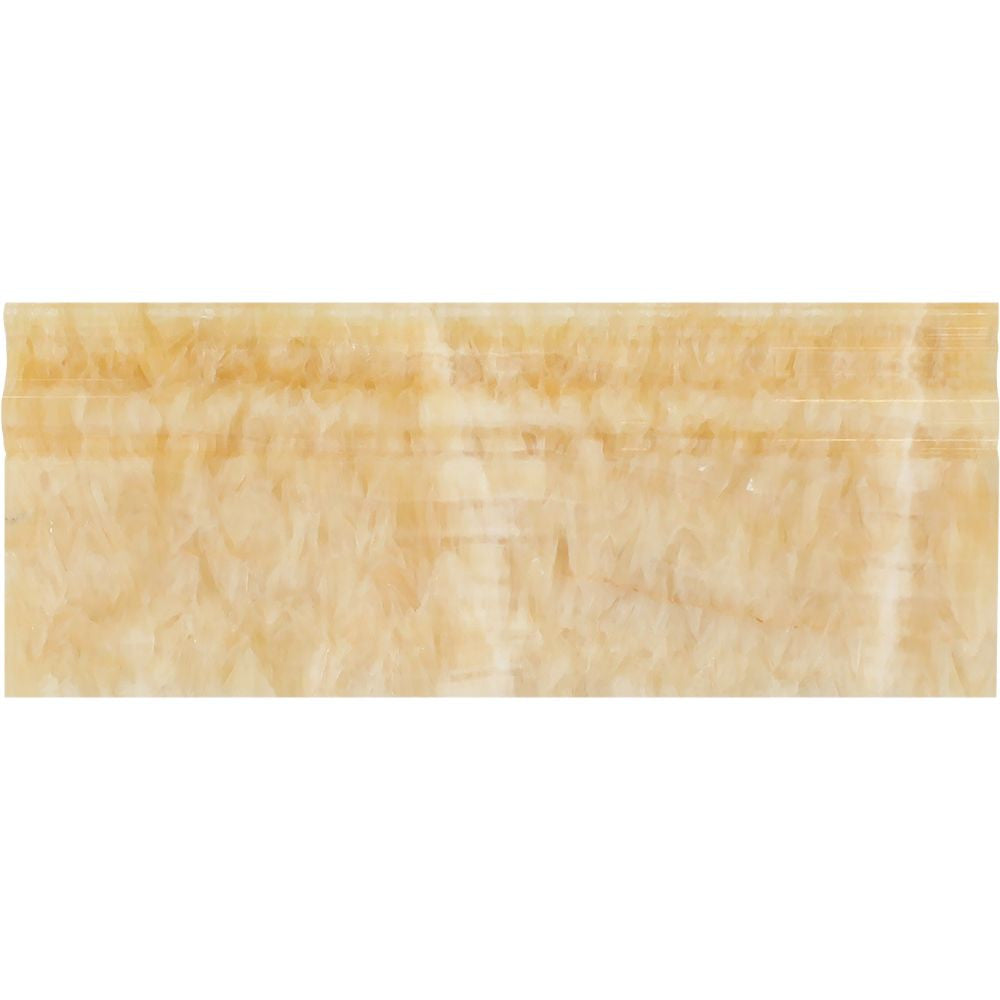 4 3/4 x 12 Polished Honey Onyx Baseboard Trim - Tilephile