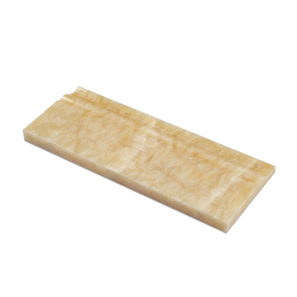 4 3/4 x 12 Polished Honey Onyx Baseboard Trim - Tilephile