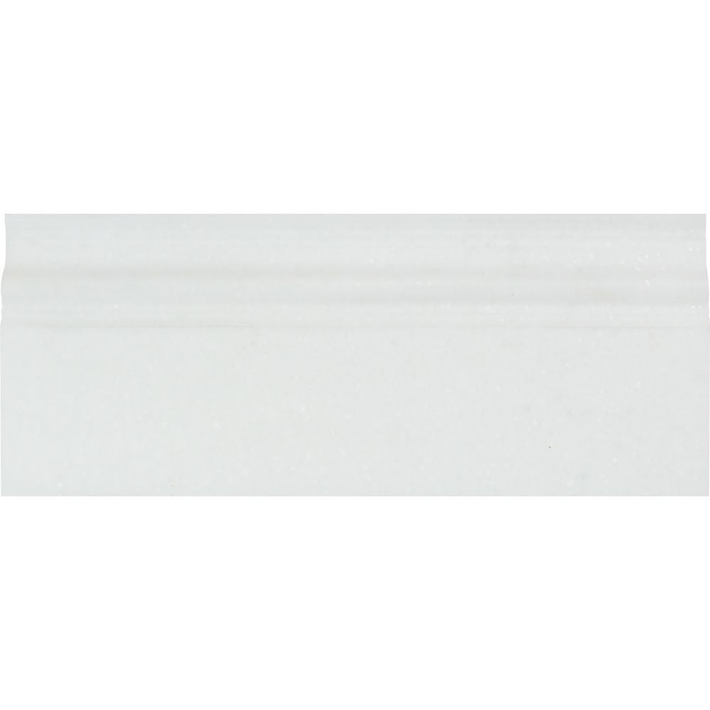 4 3/4 x 12 Polished Thassos White Marble Baseboard Trim Sample - Tilephile