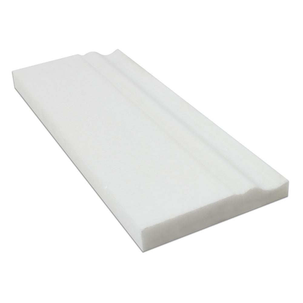4 3/4 x 12 Polished Thassos White Marble Baseboard Trim - Tilephile