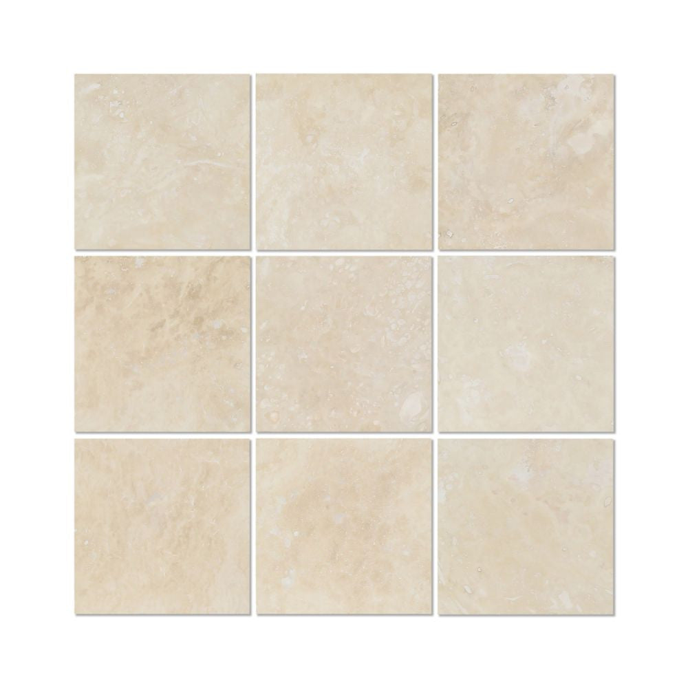 4 x 4 Honed Ivory Travertine Tile - Tilephile