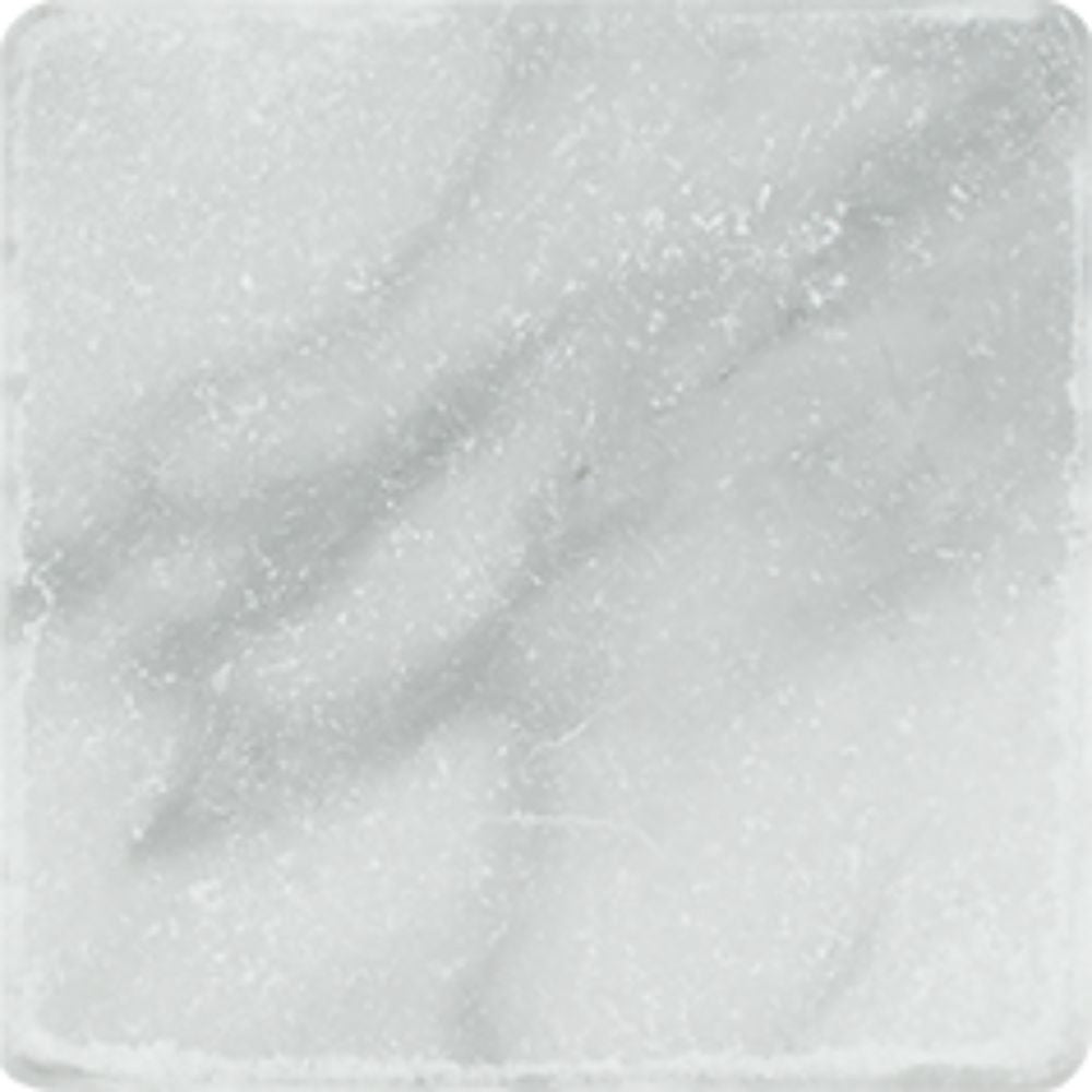 4 x 4 Tumbled Bianco Mare Marble Tile Sample - Tilephile