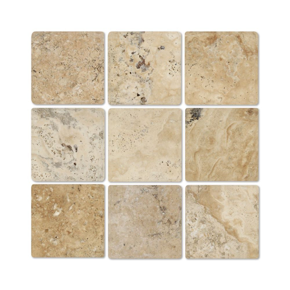4 x 4 Tumbled Philadelphia Travertine Tile - Tilephile
