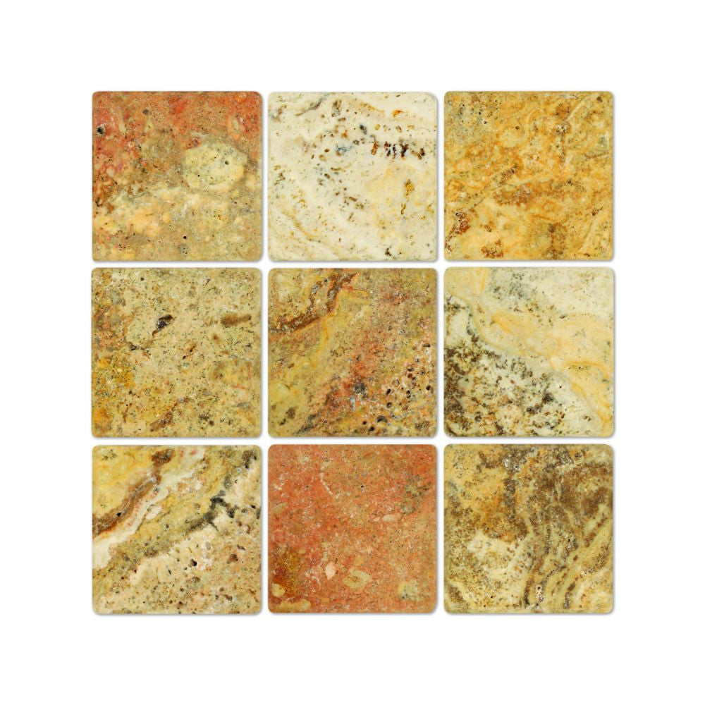 4 x 4 Tumbled Scabos Travertine Tile - Tilephile