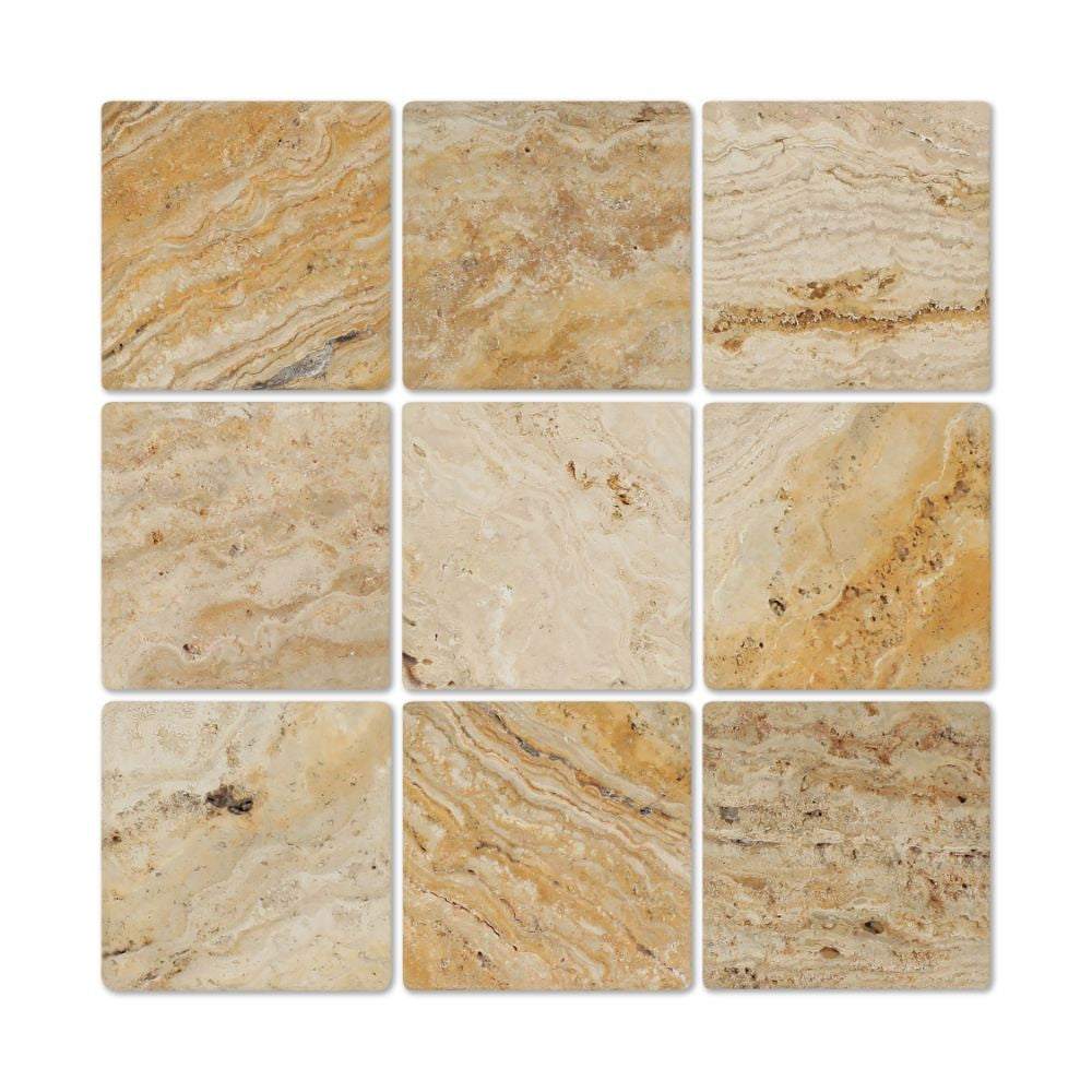 4 x 4 Tumbled Valencia Travertine Tile - Tilephile