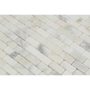 5/8 x 1 1/4 Polished Calacatta Gold Marble Baby Brick Mosaic Tile - Tilephile