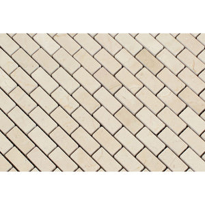 5/8 x 1 1/4 Polished Crema Marfil Marble Baby Brick Mosaic Tile - Tilephile