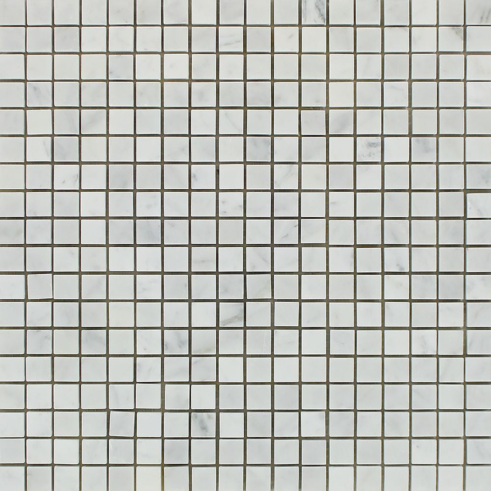 5/8 x 5/8 Honed Bianco Carrara Marble Mosaic Tile Sample - Tilephile