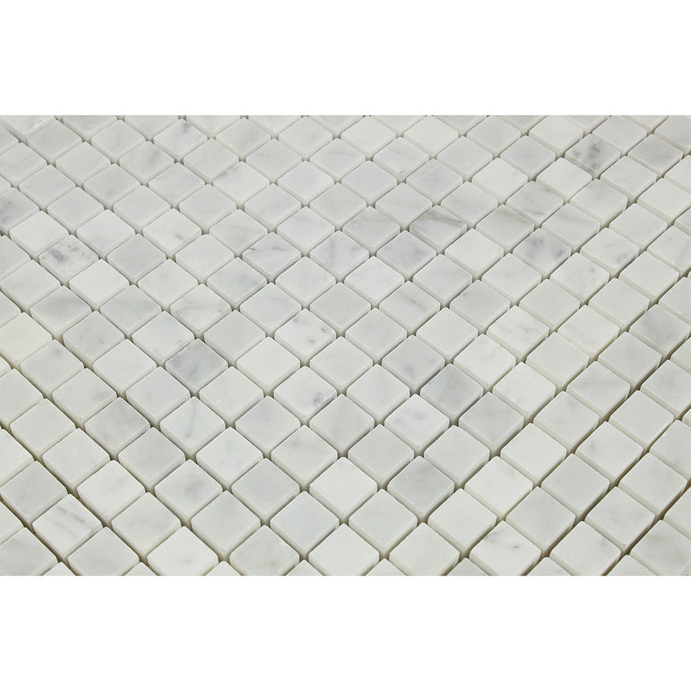 5/8 x 5/8 Honed Bianco Carrara Marble Mosaic Tile - Tilephile