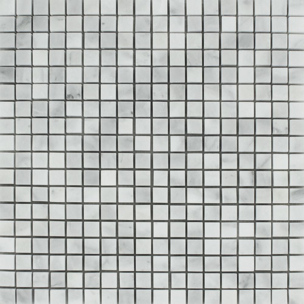 5/8 x 5/8 Honed Bianco Mare Marble Mosaic Tile Sample - Tilephile