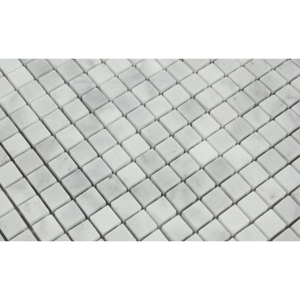 5/8 x 5/8 Honed Bianco Mare Marble Mosaic Tile - Tilephile
