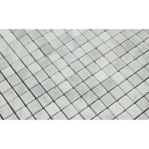 5/8 x 5/8 Polished Bianco Mare Marble Mosaic Tile - Tilephile