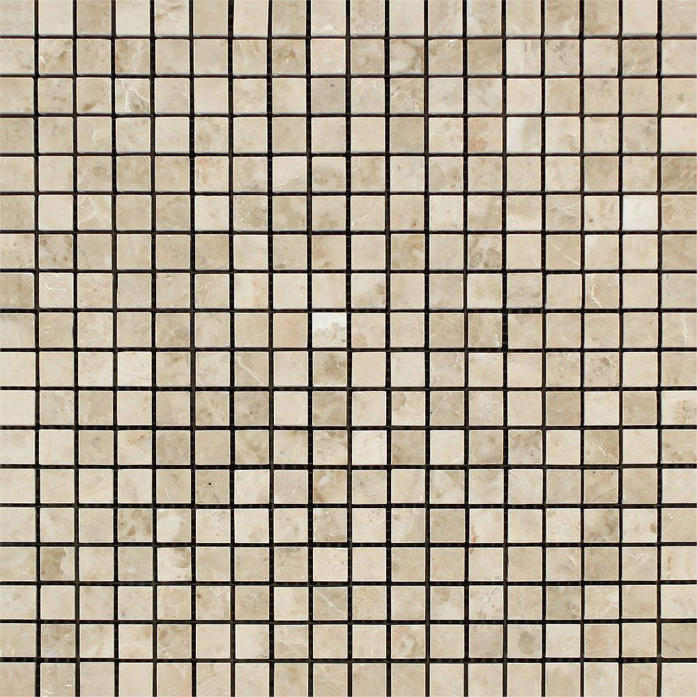 5/8 x 5/8 Polished Cappuccino Marble Mosaic Tile Sample - Tilephile