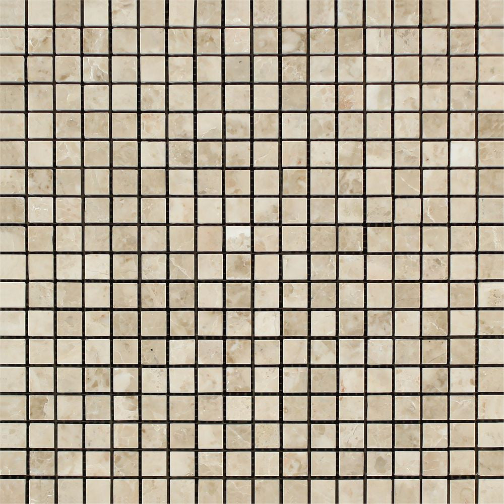5/8 x 5/8 Polished Cappuccino Marble Mosaic Tile - Tilephile