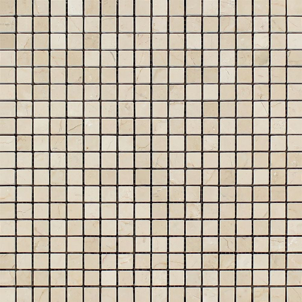 5/8 x 5/8 Polished Crema Marfil Marble Mosaic Tile - Tilephile