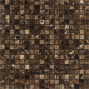 5/8 x 5/8 Polished Emperador Dark Marble Mosaic Tile - Tilephile