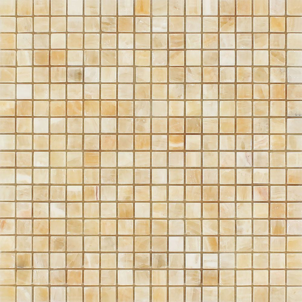 5/8 x 5/8 Polished Honey Onyx Mosaic Tile Sample - Tilephile
