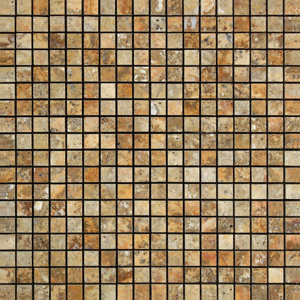 5/8 x 5/8 Polished Scabos Travertine Mosaic Tile - Tilephile