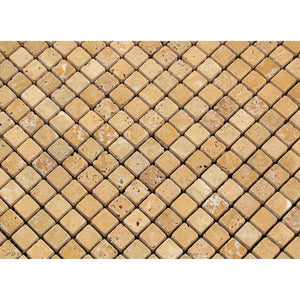 5/8 x 5/8 Tumbled Gold Travertine Mosaic Tile - Tilephile