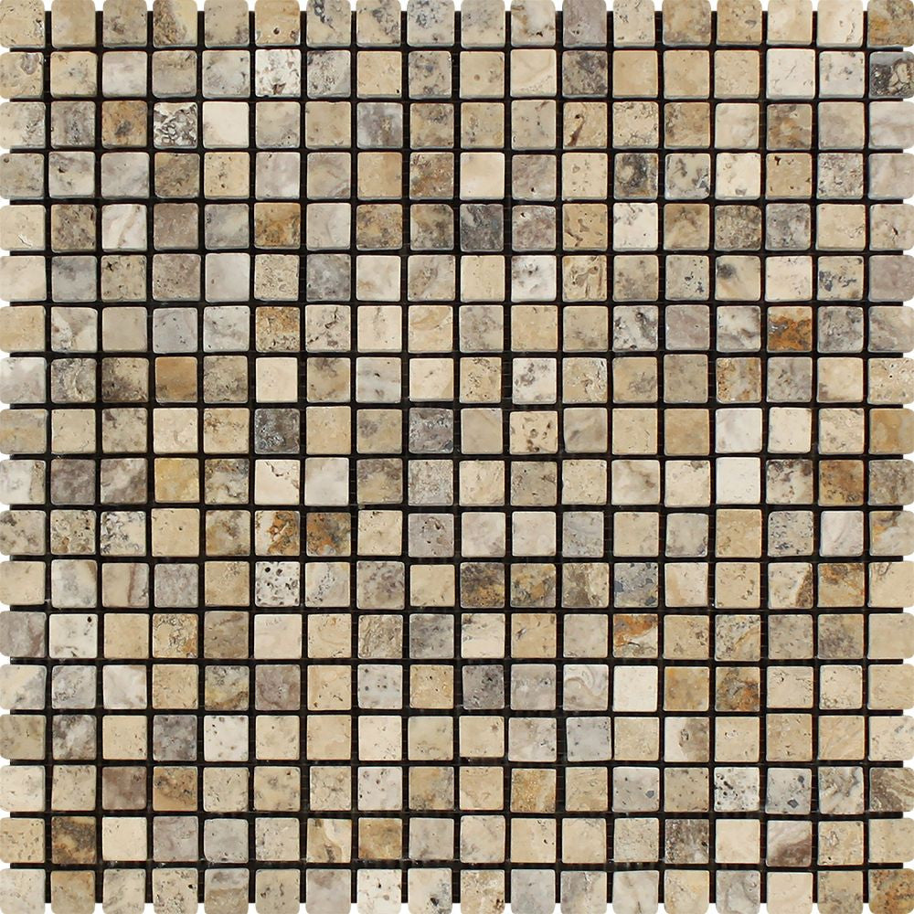 5/8 x 5/8 Tumbled Philadelphia Travertine Mosaic Tile - Tilephile