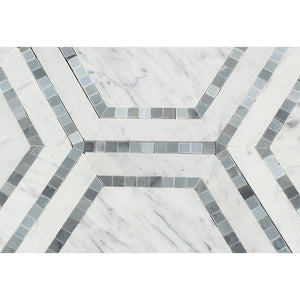 5 x 5 Honed Bianco Carrara Marble Hexagon Mosaic Tile (w/ Blue-Gray) - Tilephile