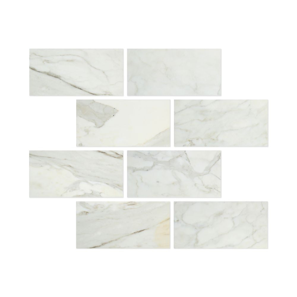 6 x 12 Honed Calacatta Gold Marble Tile - Tilephile