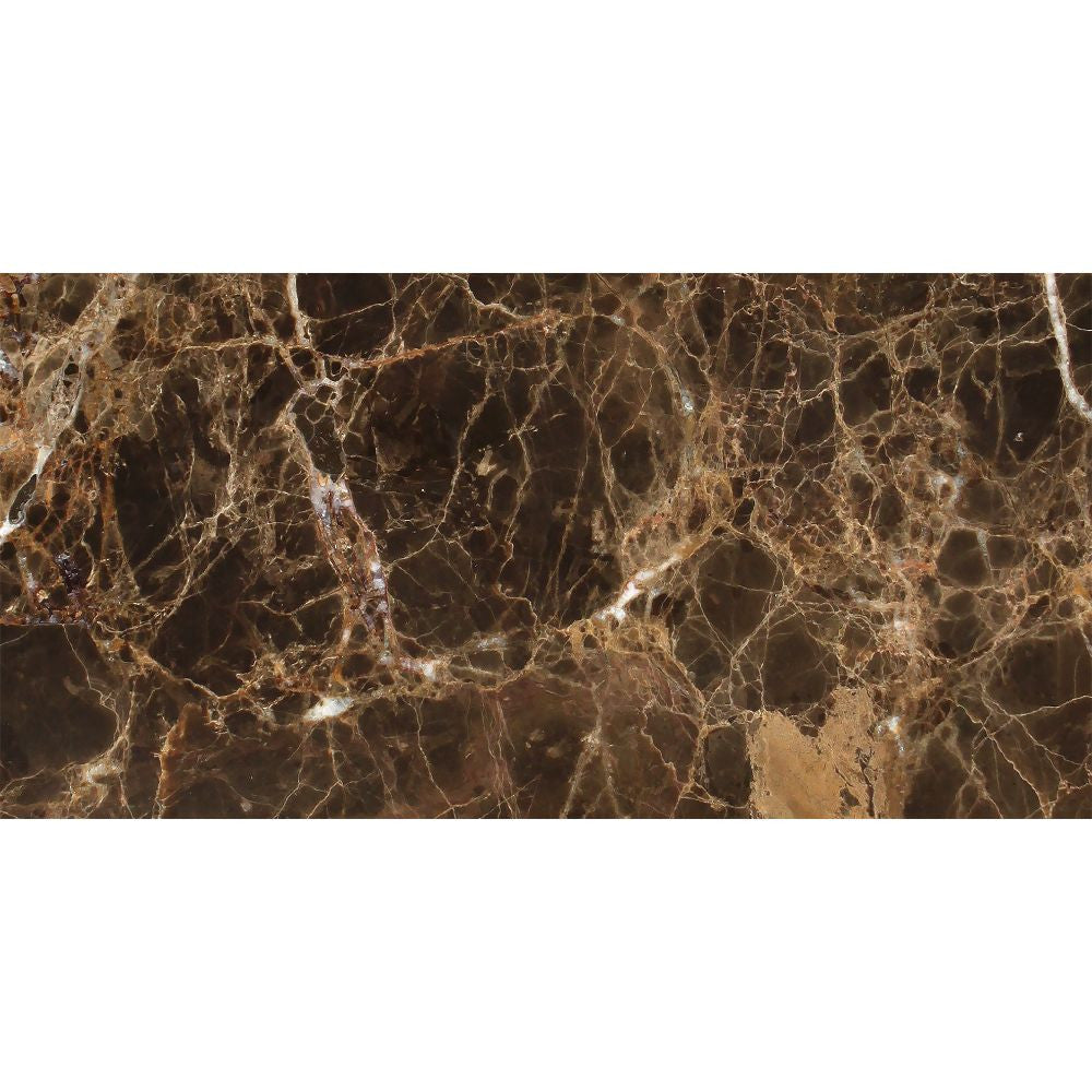 6 x 12  Polished Emperador Dark Marble Tile - Tilephile