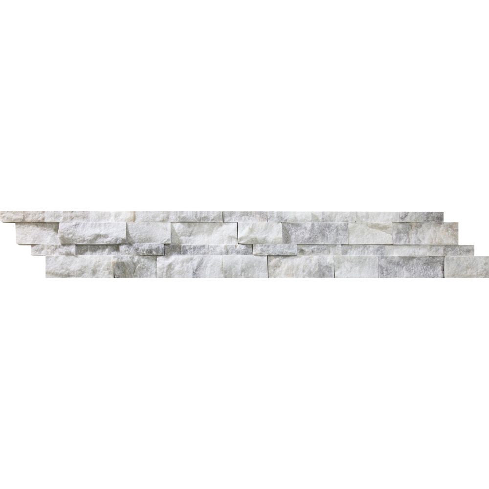 6 x 24 Split-faced Bianco Mare Marble Ledger Panel - Tilephile